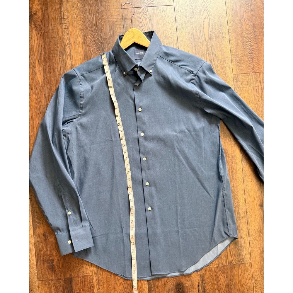 Lot of 2 Madison Men's Dress Shirts Large 16-16.5 32/33 Slim Fit Gray Blue - Picture 7 of 12